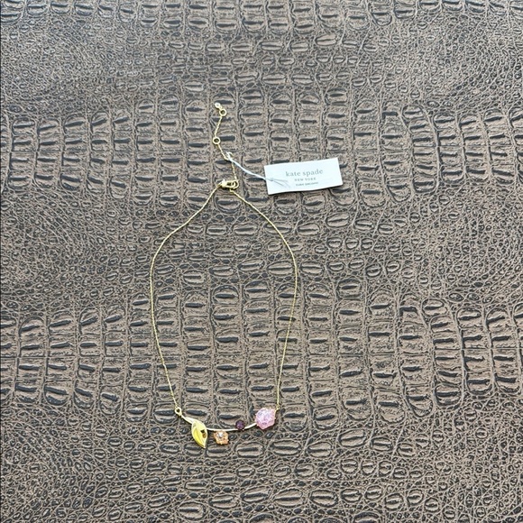 Kate Spade floral facet Gold and Pink Necklace - Picture 2 of 7